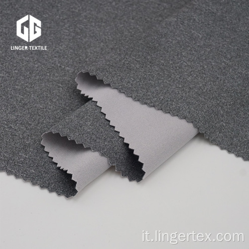 Tessuto a maglia interlock cationico grigio melange scuro